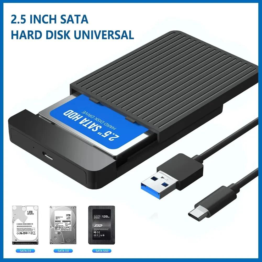 2.5 HDD SSD ̽ SATA-USB 3.1 3.0  ̽, HD  ϵ ̺ Ŭ ڽ, ũ HDD Ÿ USB-C Ŭ, 6gbps